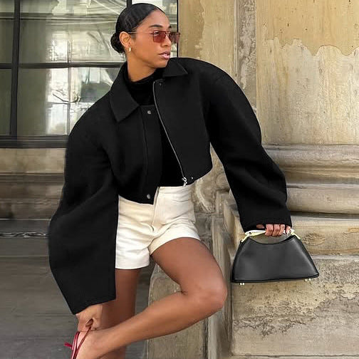 Damen Oversized Cropped-Jacke mit innovativem Schnitt Drune