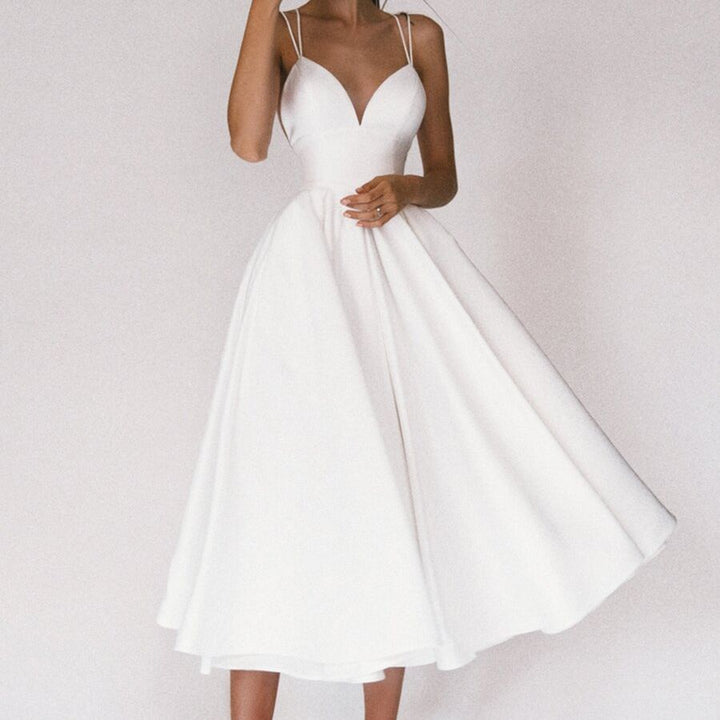 Damen A-Linien Kleid mit V-Ausschnitt und trägerlosem Design Drune