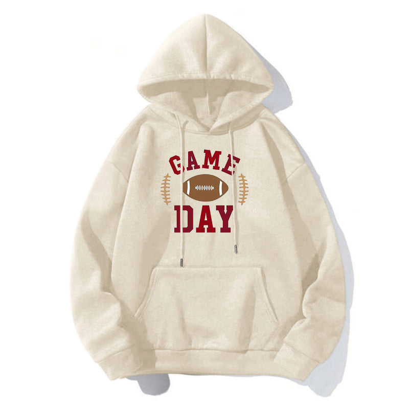 Damen Sportlicher Kapuzenpullover mit Football-Motiv Drune