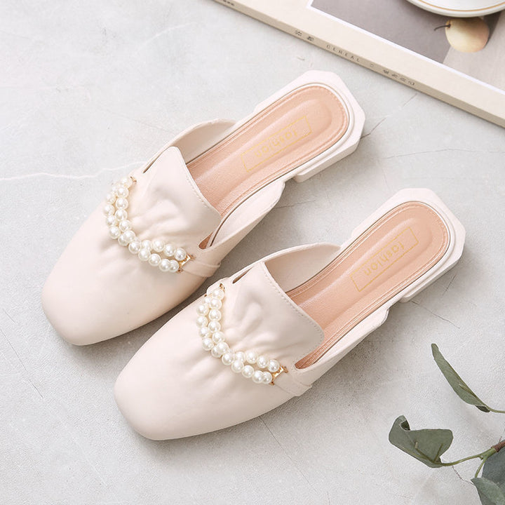 Damen Elegante Mules mit perlenverziertem Design und komfortablem Fußbett Drune