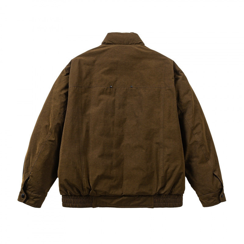 Herren Oversized Bomberjacke aus Veloursleder‑Optik mit hohem Stehkragen und elastischem Saum Drune