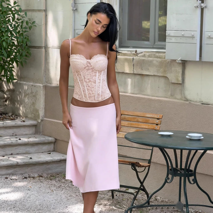 Damen Spitzen-Corsage mit verstellbaren Trägern und verdecktem Verschluss Drune