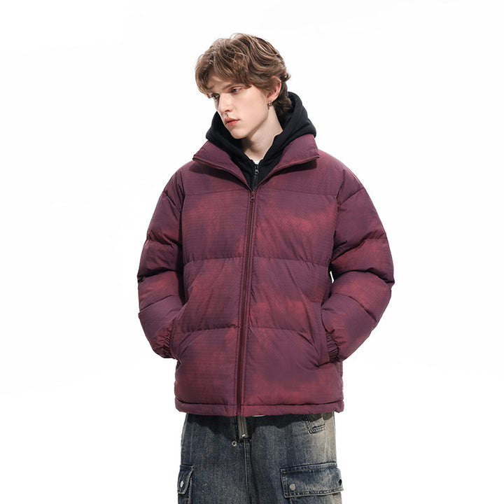 Herren Wattierte Kapuzenjacke mit Samtoptik, hohem Kragen und elastischen Bündchen Drune