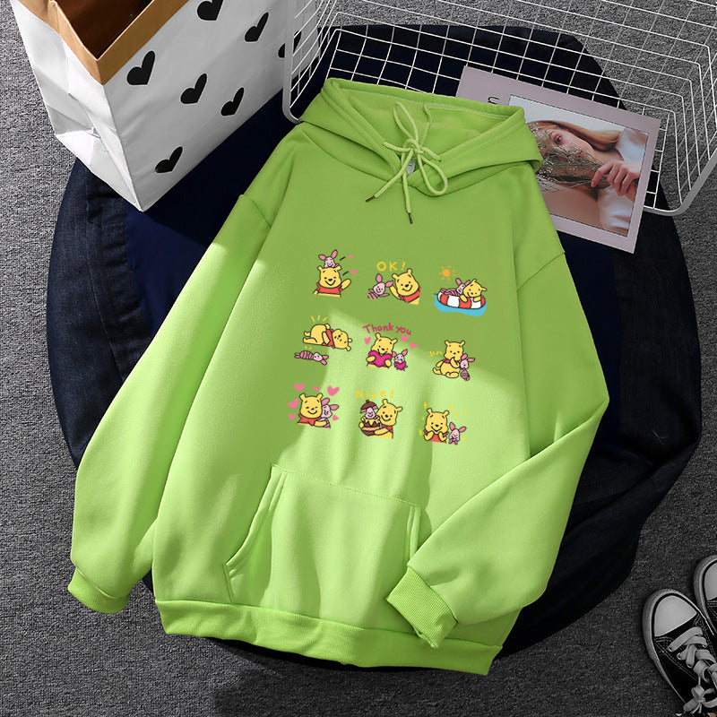 Damen nan Kapuzenpullover mit mehrfachem Comic-Emote-Print, oversized Schnitt und weichem Innenfutter Drune