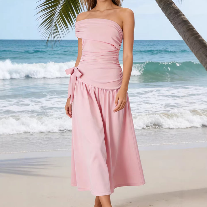 Damen Wickelkleid mit verstellbarem Taillengürtel und asymmetrischem Ausschnitt Drune
