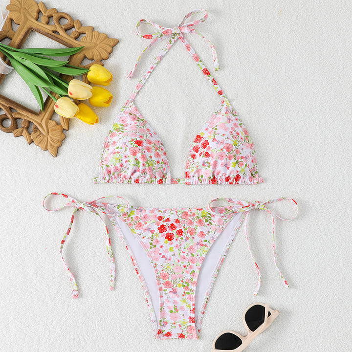 Damen Blumenmuster Triangel-Bikini Drune