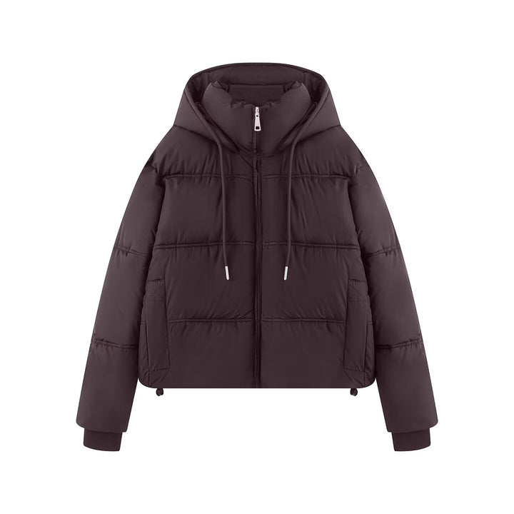 Damen Cropped-Steppjacke mit hoher Kapuze, Tunnelzug und Rippbündchen Drune