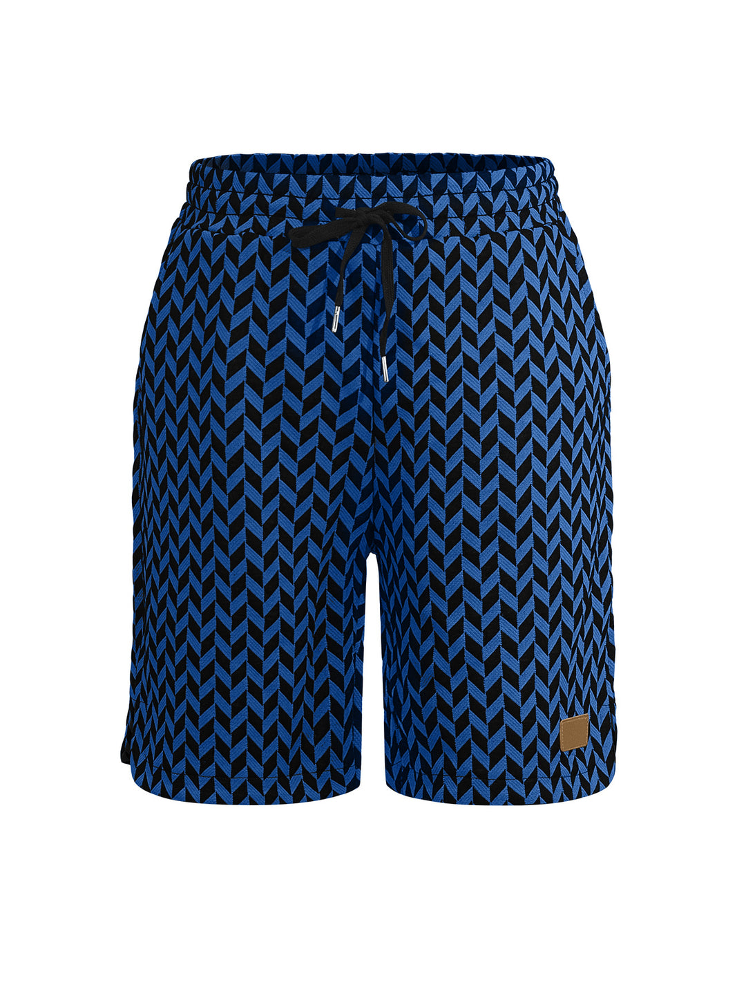 Damen nan Jacquard-Shorts mit elastischem Komfortbund, Tunnelzug und Fischgrätmuster Drune