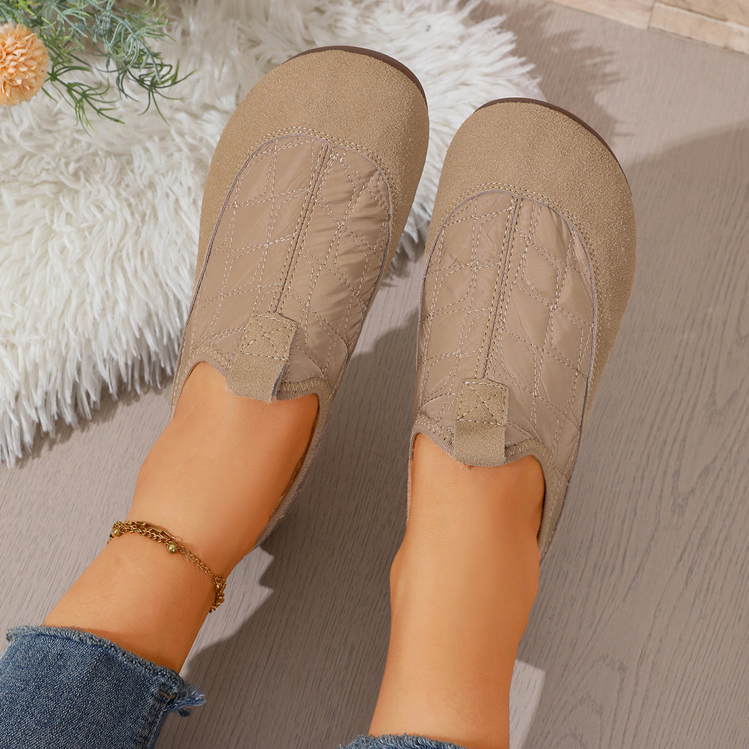 Damen Gepolsterte gesteppte Slip-On Freizeitschuhe mit rutschfester Profilsohle Drune