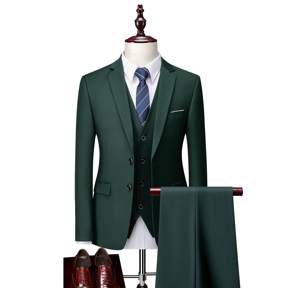 Herren Dreiteiliger Business-Anzug mit tailliertem Schnitt, Weste und klassischem Revers Drune