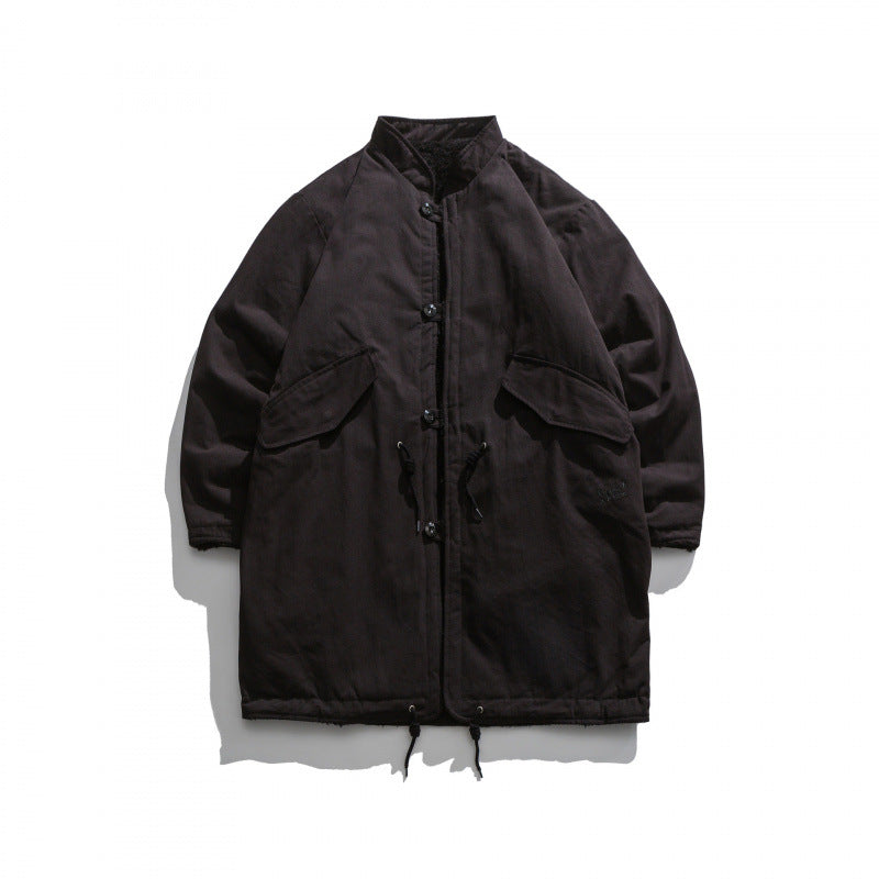 Herren Isolierende Parkajacke im Oversize‑Cut mit Sherpa‑Futter und Tunnelzugsaum Drune