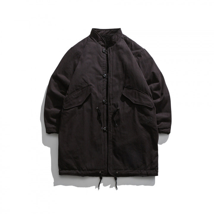 Herren Isolierende Parkajacke im Oversize‑Cut mit Sherpa‑Futter und Tunnelzugsaum Drune