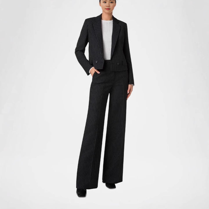 Damen Nadelstreifen Tailoring-Anzug mit Wide‑Leg Hose Drune