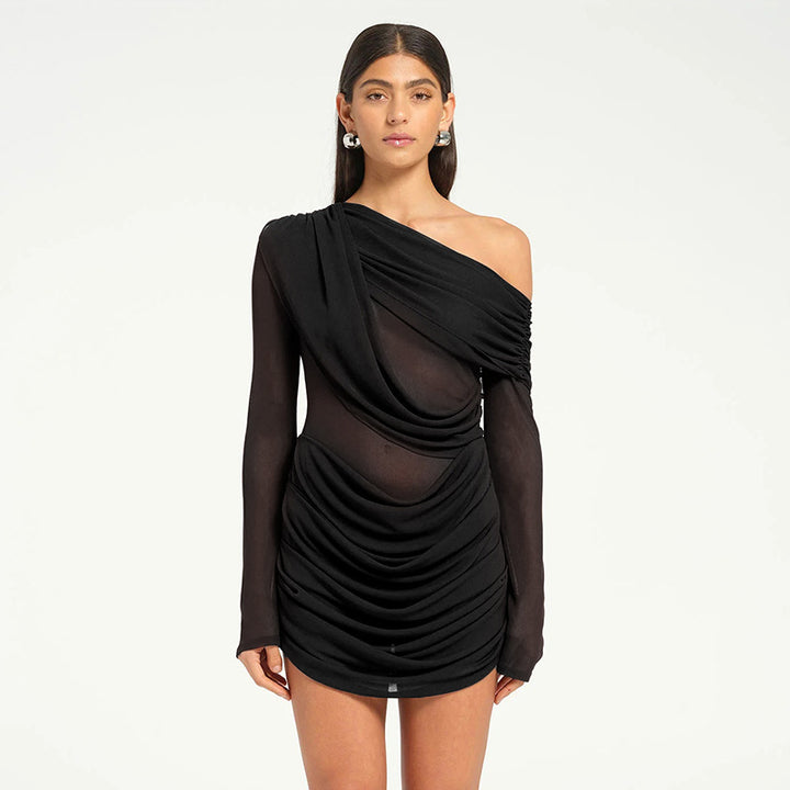 Damen Elegantes Wickel-Minikleid mit asymmetrischem Drapierungsdesign Drune
