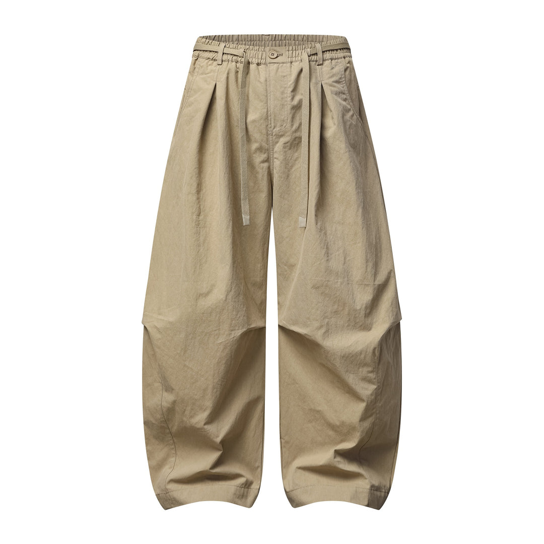 Damen Weite Culotte-Hose mit hohem Bund, Kellerfalten und Kordelzug Drune