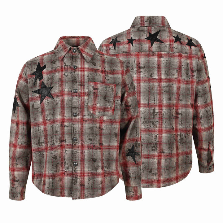 Damen Hemdenjacke im Oversize‑Schnitt mit Sternapplikationen Drune