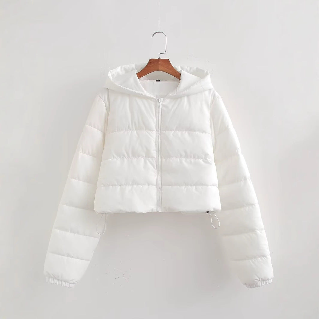 Damen Kurze gesteppte Kapuzen‑Steppjacke mit Tunnelzug und Reißverschluss Drune