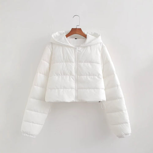Damen Kurze gesteppte Kapuzen‑Steppjacke mit Tunnelzug und Reißverschluss Drune