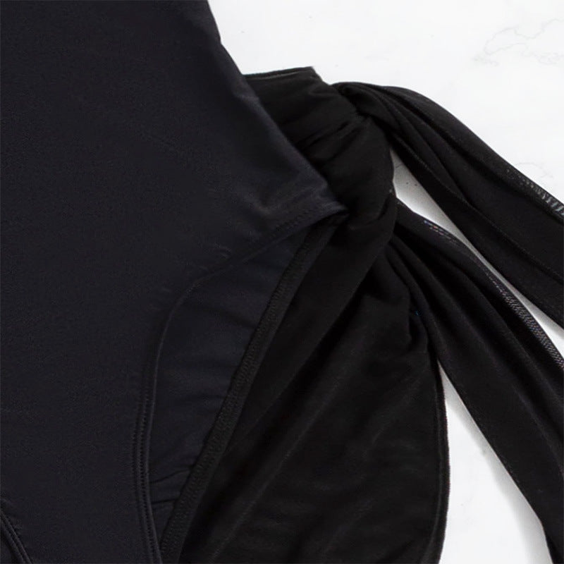 Damen einteiliger Badeanzug mit elegantem Wickelrock Drune