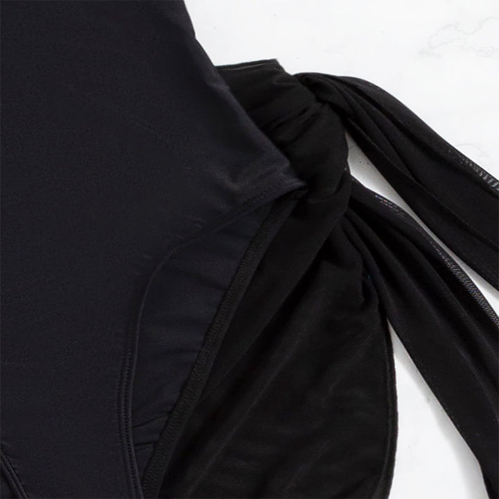 Damen einteiliger Badeanzug mit elegantem Wickelrock Drune