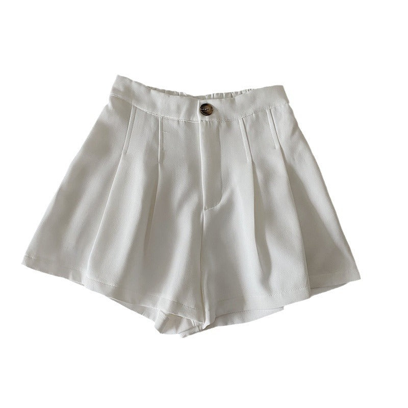 Damen elegante Shorts mit Faltenwurf und Knopfdetail