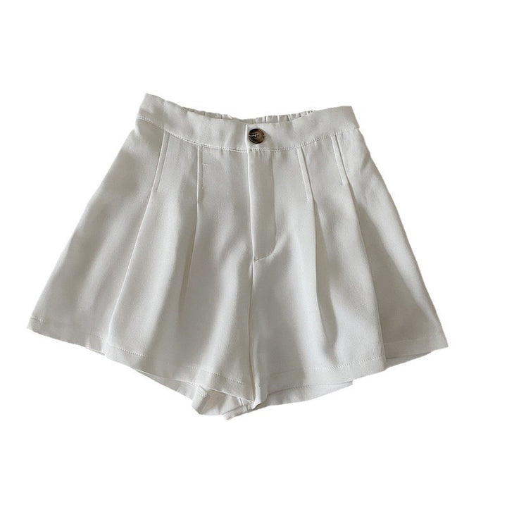 Damen elegante Shorts mit Faltenwurf und Knopfdetail