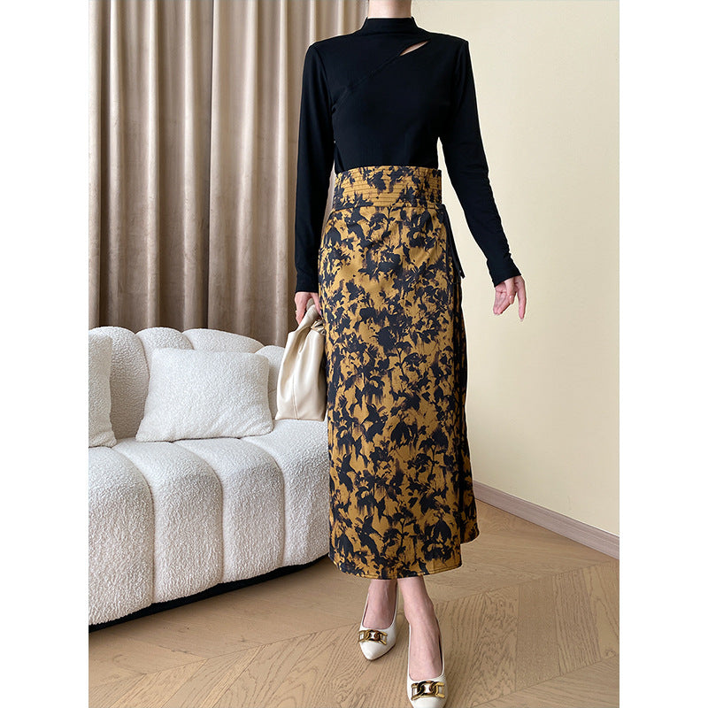 Damen elegantes Oberteil mit asymmetrischem Ausschnitt und langen Ärmeln Drune