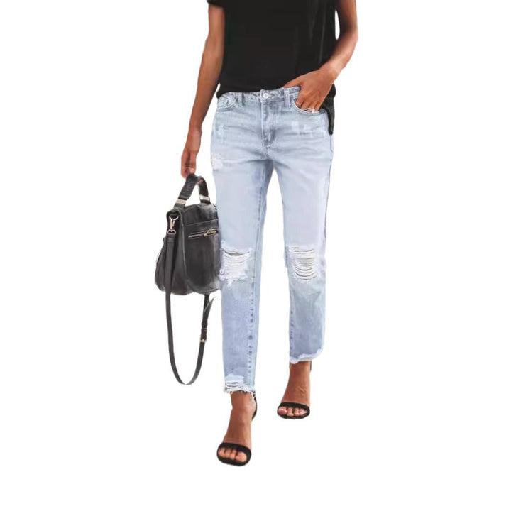 Damen Jeanshose mit modischen Destroyed-Details und bequemer Passform Drune