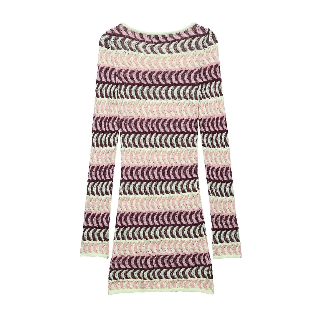 Damen Strickkleid mit einzigartigem geometrischem Muster Drune