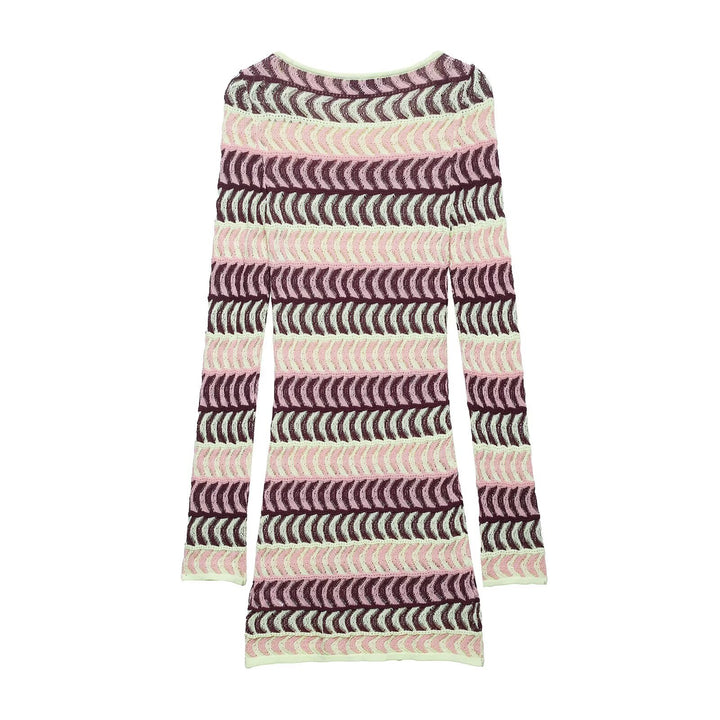 Damen Strickkleid mit einzigartigem geometrischem Muster Drune