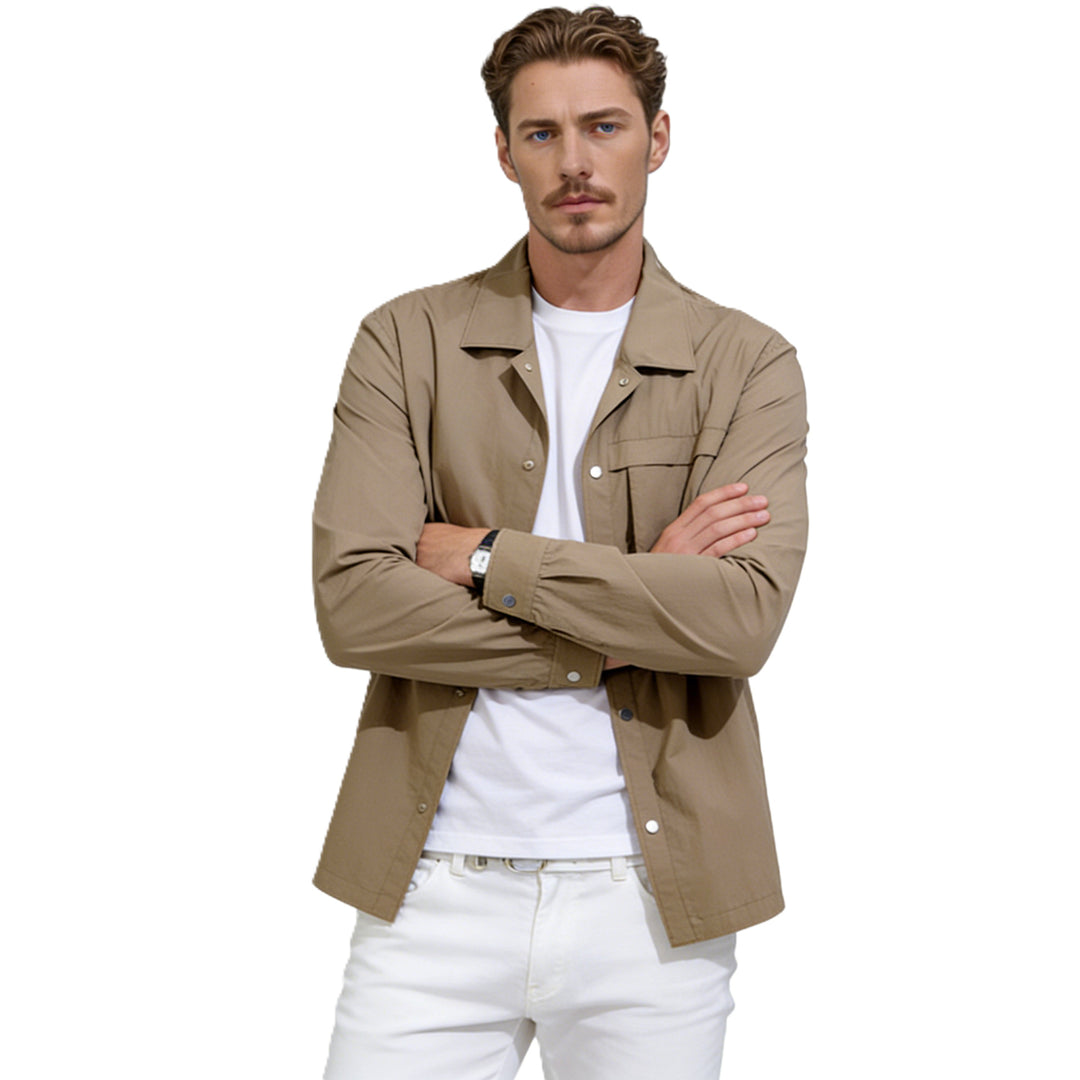 Herren Leichtes Utility-Overshirt mit Pattentaschen und Druckknopfleiste Drune