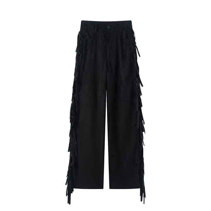 Damen weite Hose mit Fransen und modernem Schnitt Drune