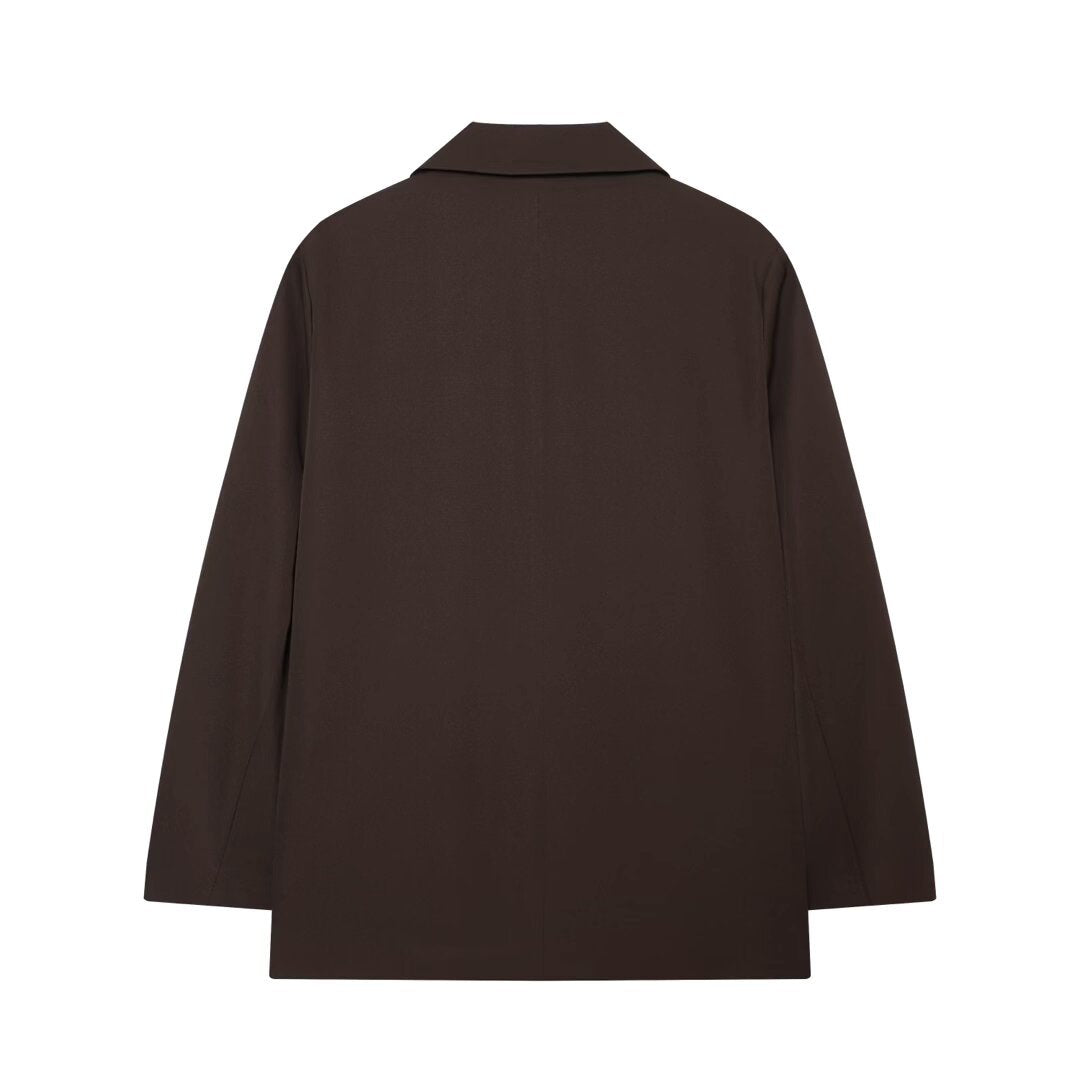 Damen Oversize Doppelreihiger Blazer mit Pattentaschen und weiter Silhouette Drune