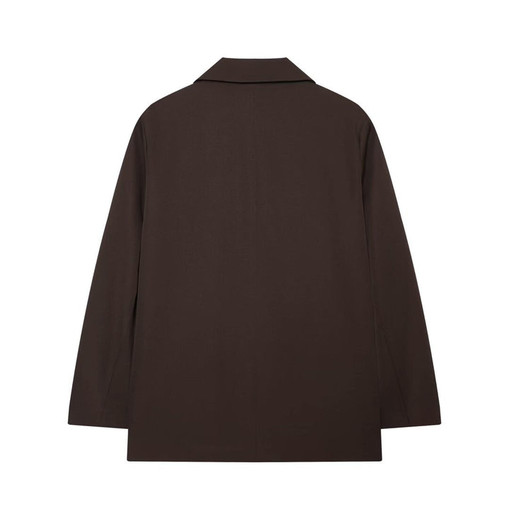 Damen Oversize Doppelreihiger Blazer mit Pattentaschen und weiter Silhouette Drune