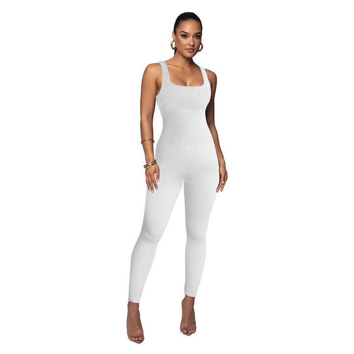 Damen Figurbetonter Strick-Jumpsuit mit Quadrat-Ausschnitt Drune