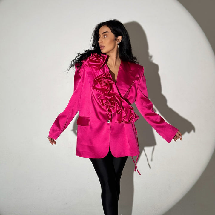 Damen Blazer mit voluminösen Rüschendetails und elegantem Kragen Drune