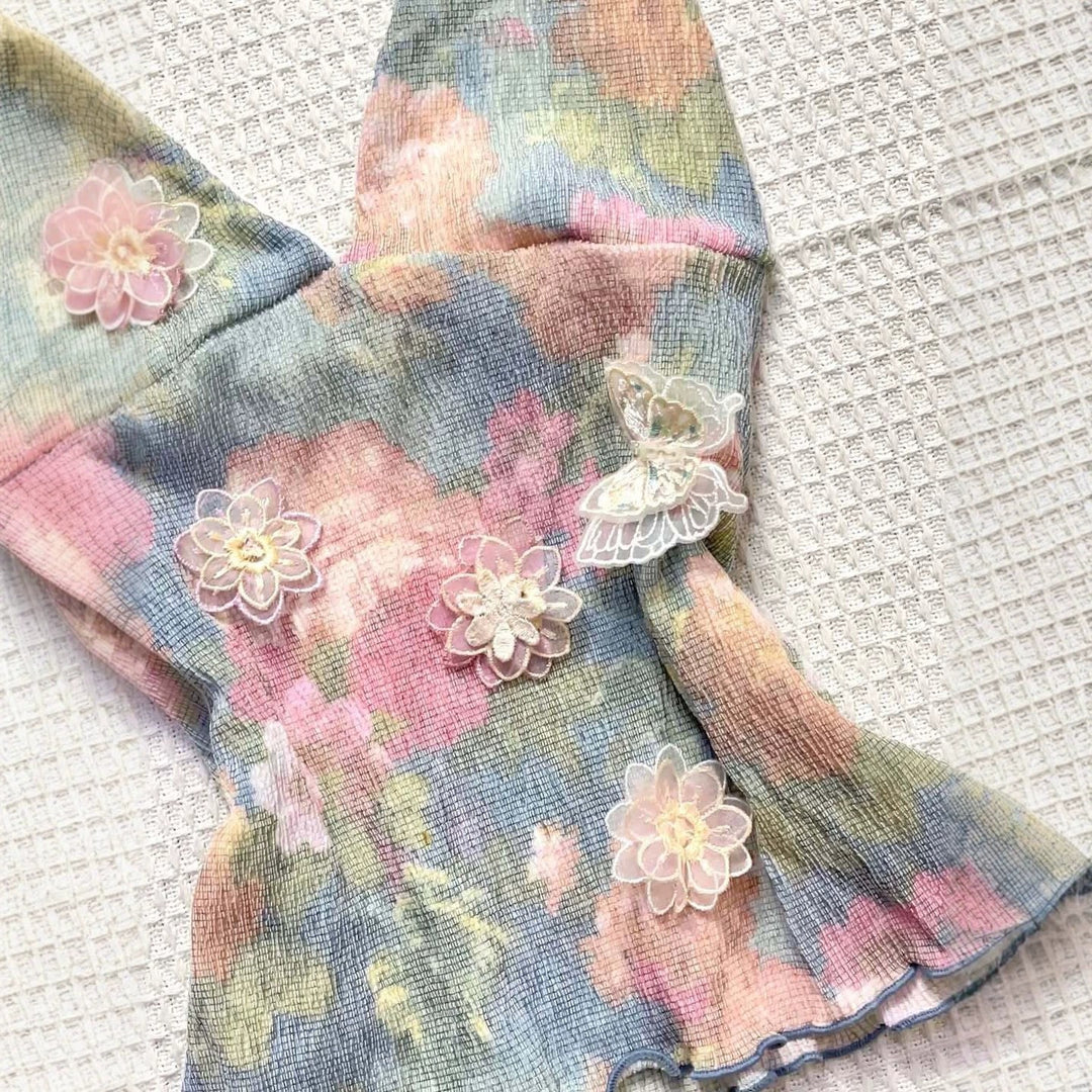 Damen zartes Sommer-Top mit floralen Details Drune