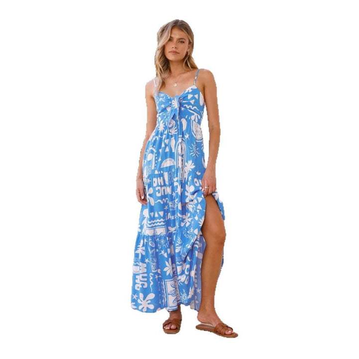 Damen Maxikleid mit verspieltem Knotendesign und luftiger A-Linie Drune
