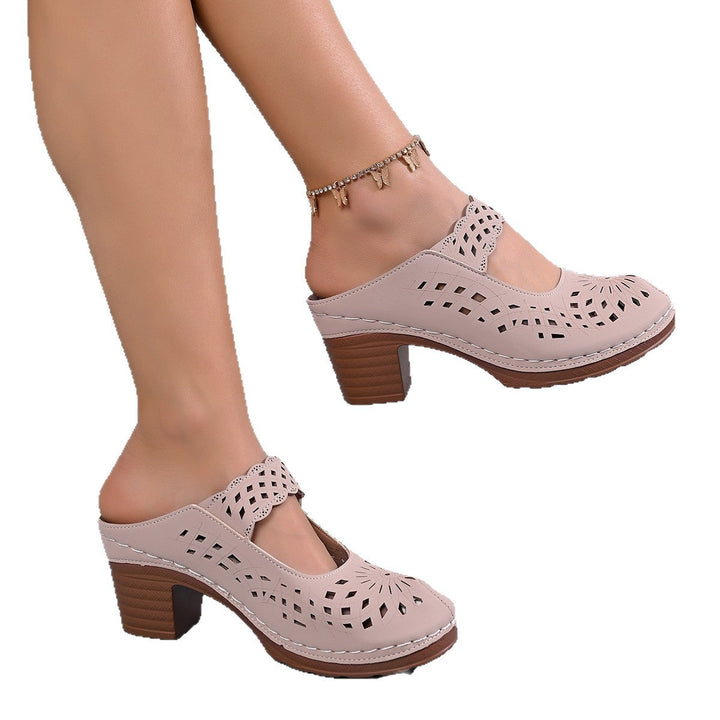 Damen Clogs mit filigranem Lochdesign und bequemer Absatzhöhe Drune