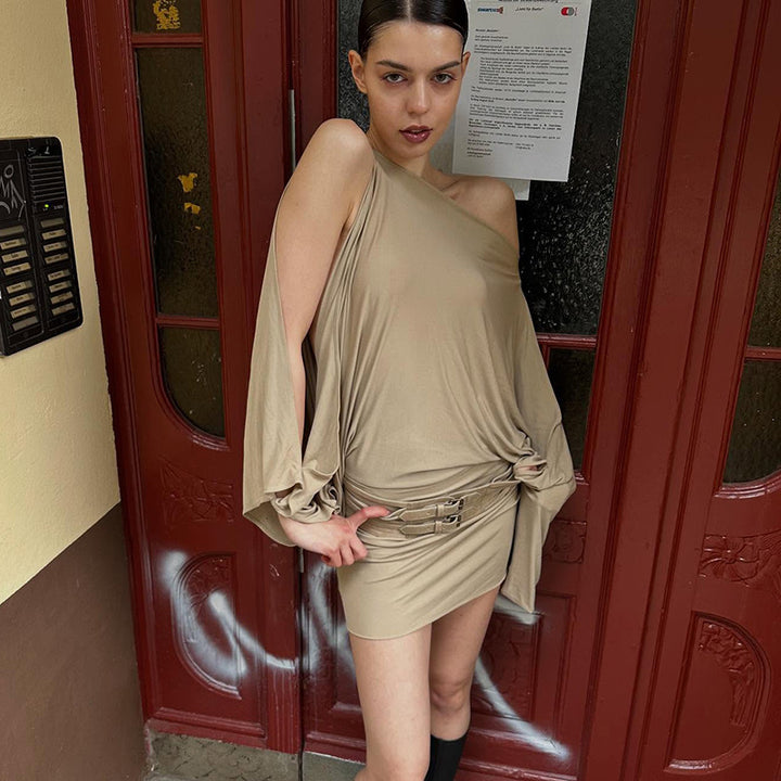 Damen Oversize Tunika mit aufregendem Wickeldesign und großzügigen Ärmeln Drune