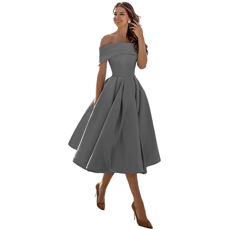 Drune | Vielseitiges Trägerloses Satin-Kleid Für Partys