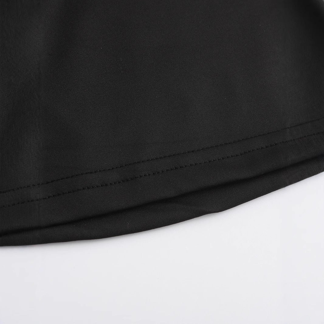 Damen Crop-T-Shirt mit auffälligem Schriftzug und figurbetontem Design Drune