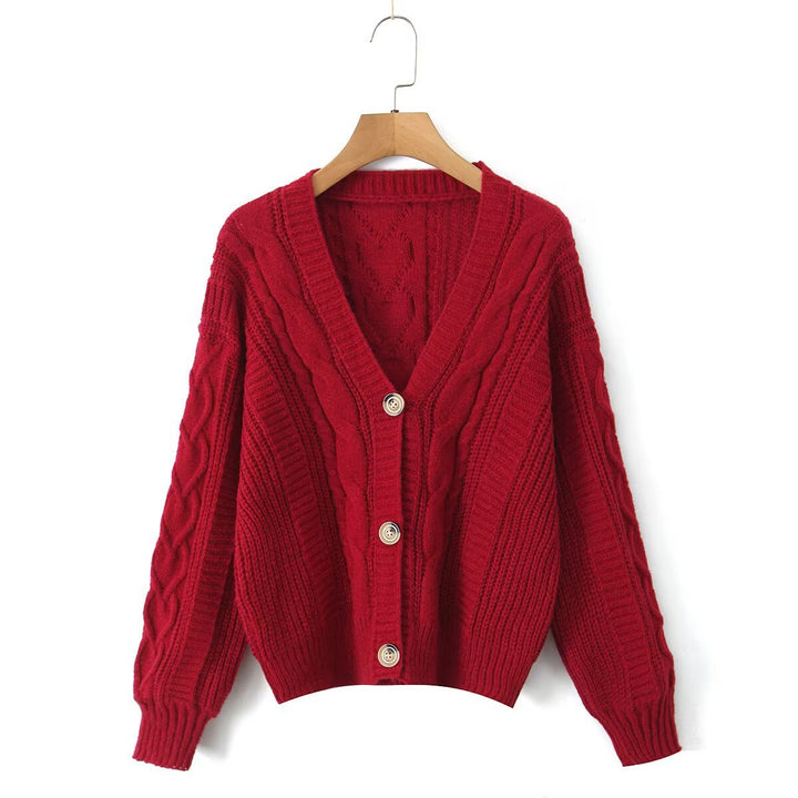 Damen kuschelige Strickjacke mit V-Ausschnitt Drune