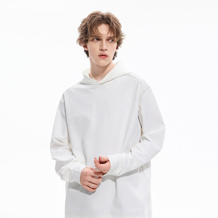 Herren Oversized Kapuzenpullover aus schwerer Baumwollmischung mit Kontrastnähten und Raglanärmeln Drune