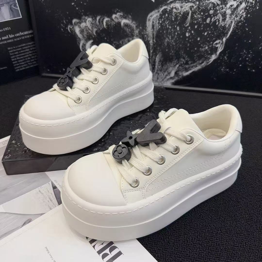 Damen Plateau Sneaker mit trendigem Design und elastischen Schnürsenkeln Drune
