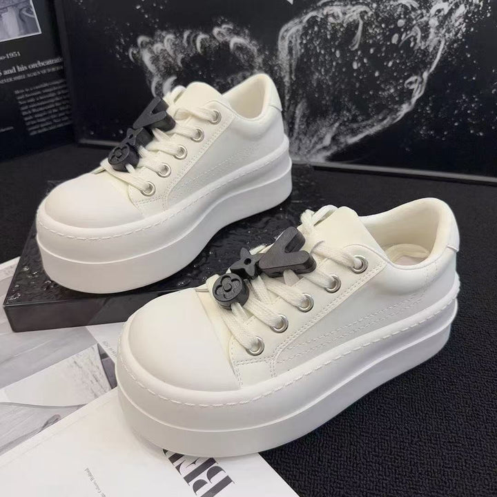 Damen Plateau Sneaker mit trendigem Design und elastischen Schnürsenkeln Drune