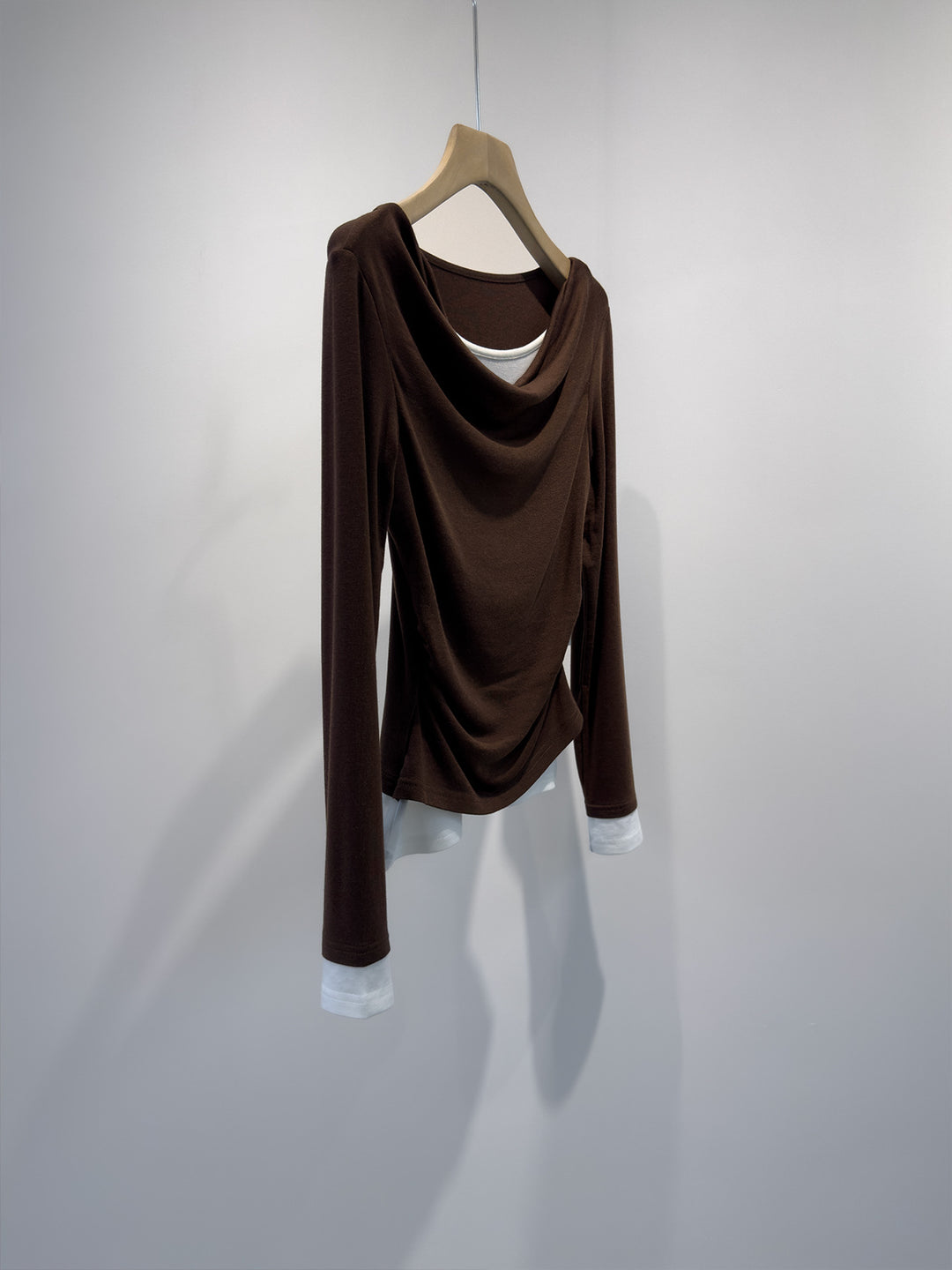 Damen Drapierter Vordere Langarmtop Drune