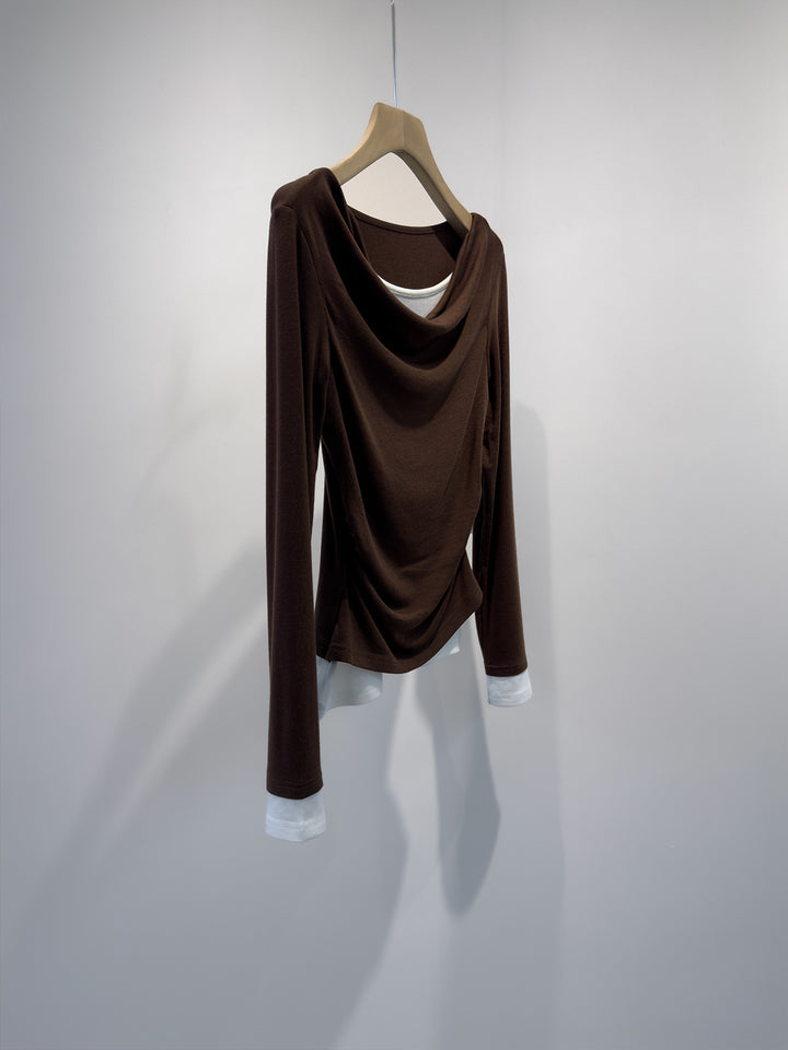 Damen Drapierter Vordere Langarmtop Drune