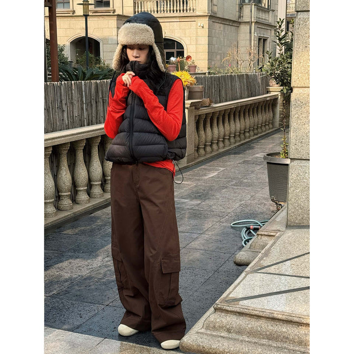Damen Weite Cargo-Baggy-Hose mit großen Pattentaschen Drune