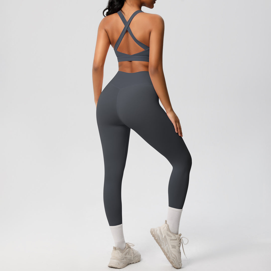 Damen Sport-BH und hochleistungs Leggings Set mit atmungsaktivem Design Drune
